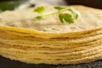 Stack of Homemade Corn Tortillas
