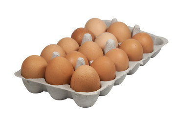 Cardboard Eggbox Filled with Freshly Laid Brown Eggs