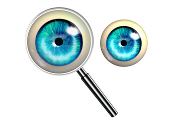 magnifying glass with eye ball