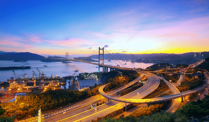 Sunset at Tsing Ma Bridge