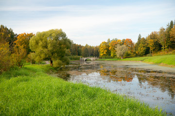 Pavlovsk park, view of Slavyanka river, St. Petersburg