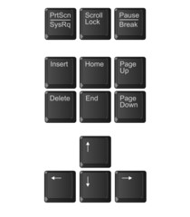 Computer keyboard cursor arrow and special function keys (JPEG)