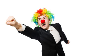 Clown businessman isolated on white