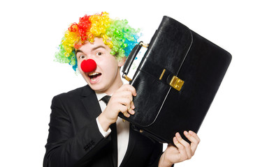 Clown businessman isolated on white