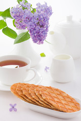 Sweet waffles on white plate