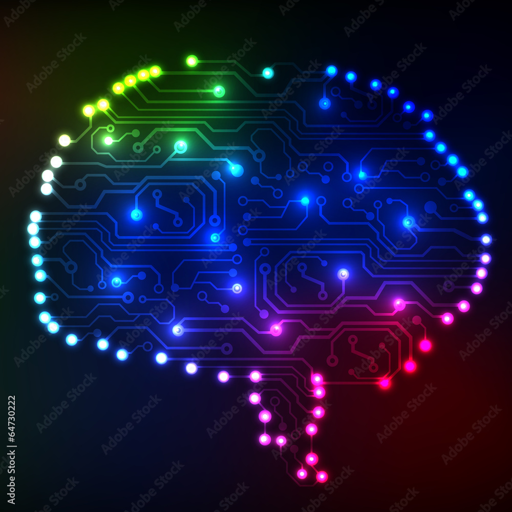 Poster Circuit board computer style brain vector technology background