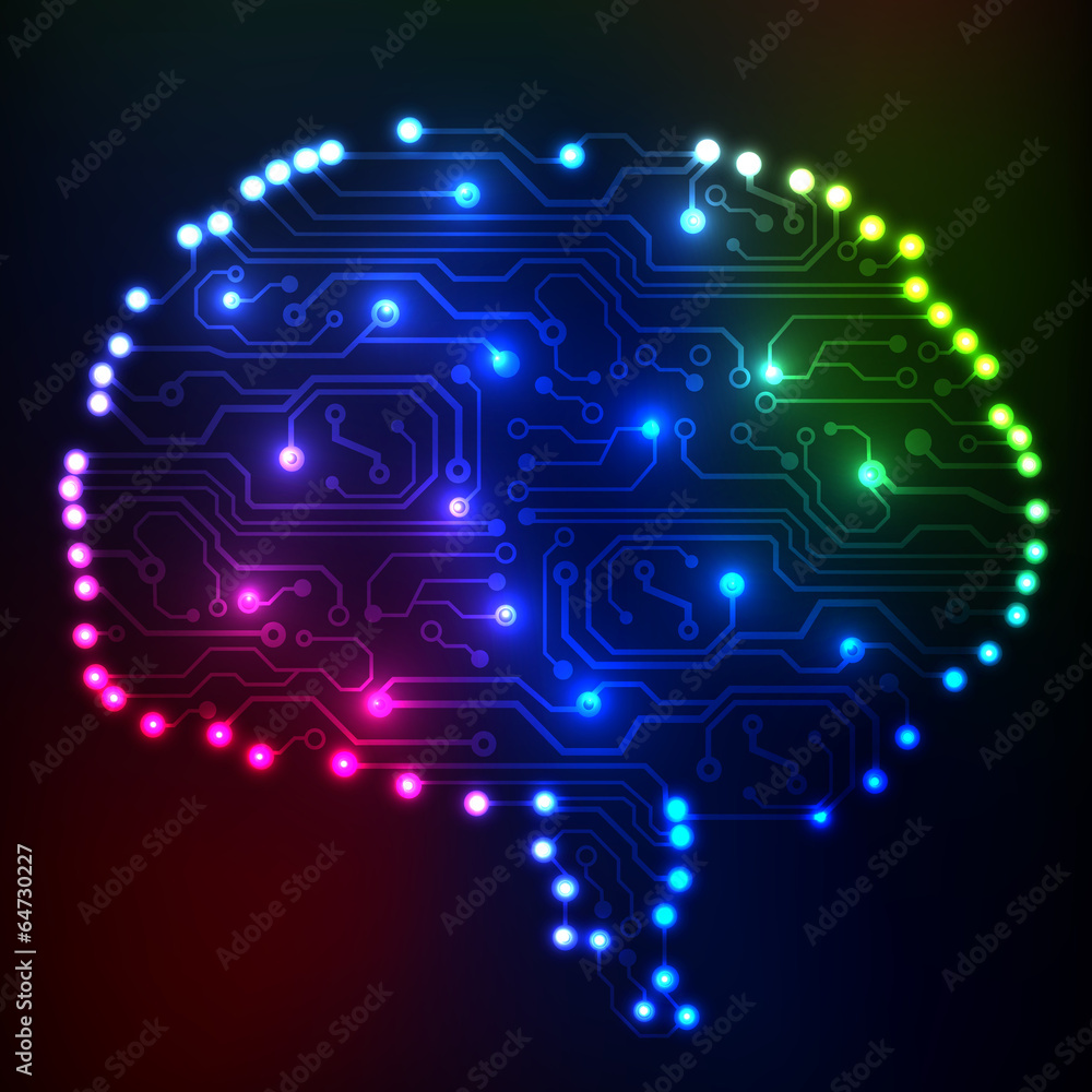 Leinwandbilder circuit board computer style brain vector technology background