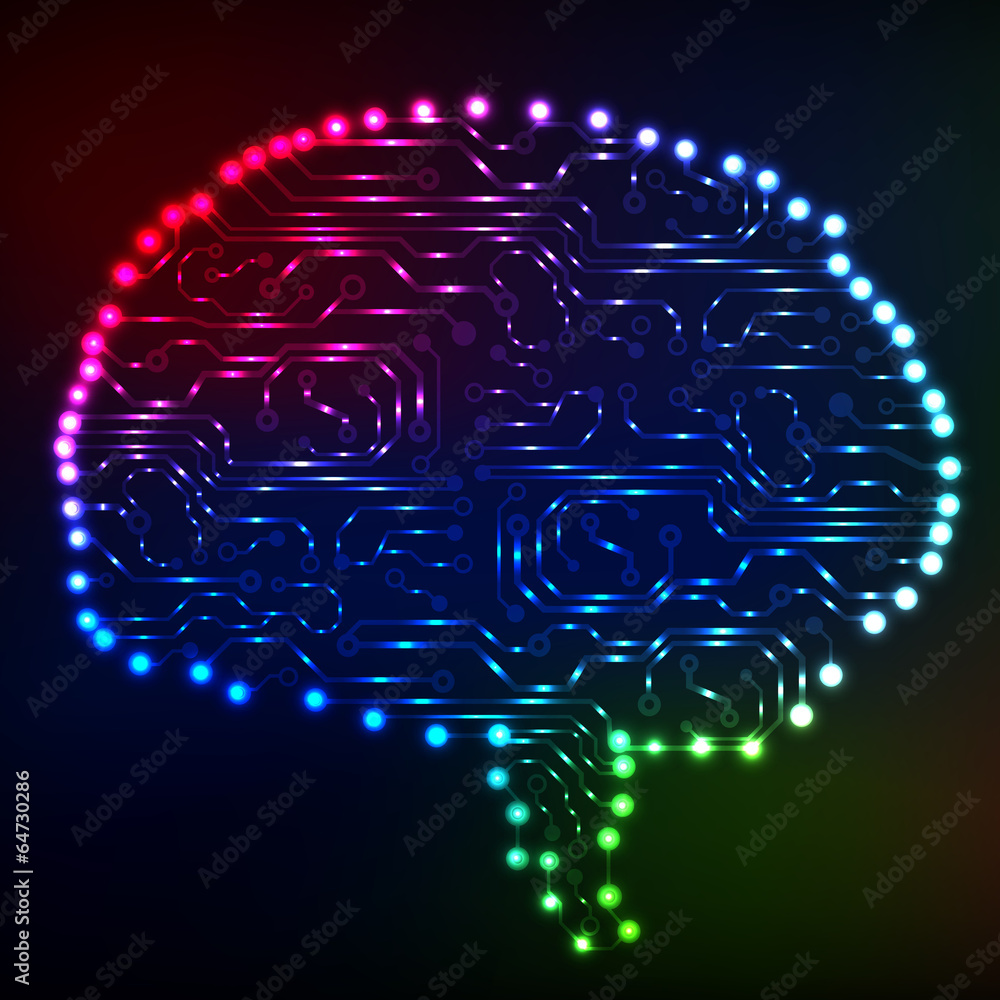 Poster Circuit board computer style brain vector technology background