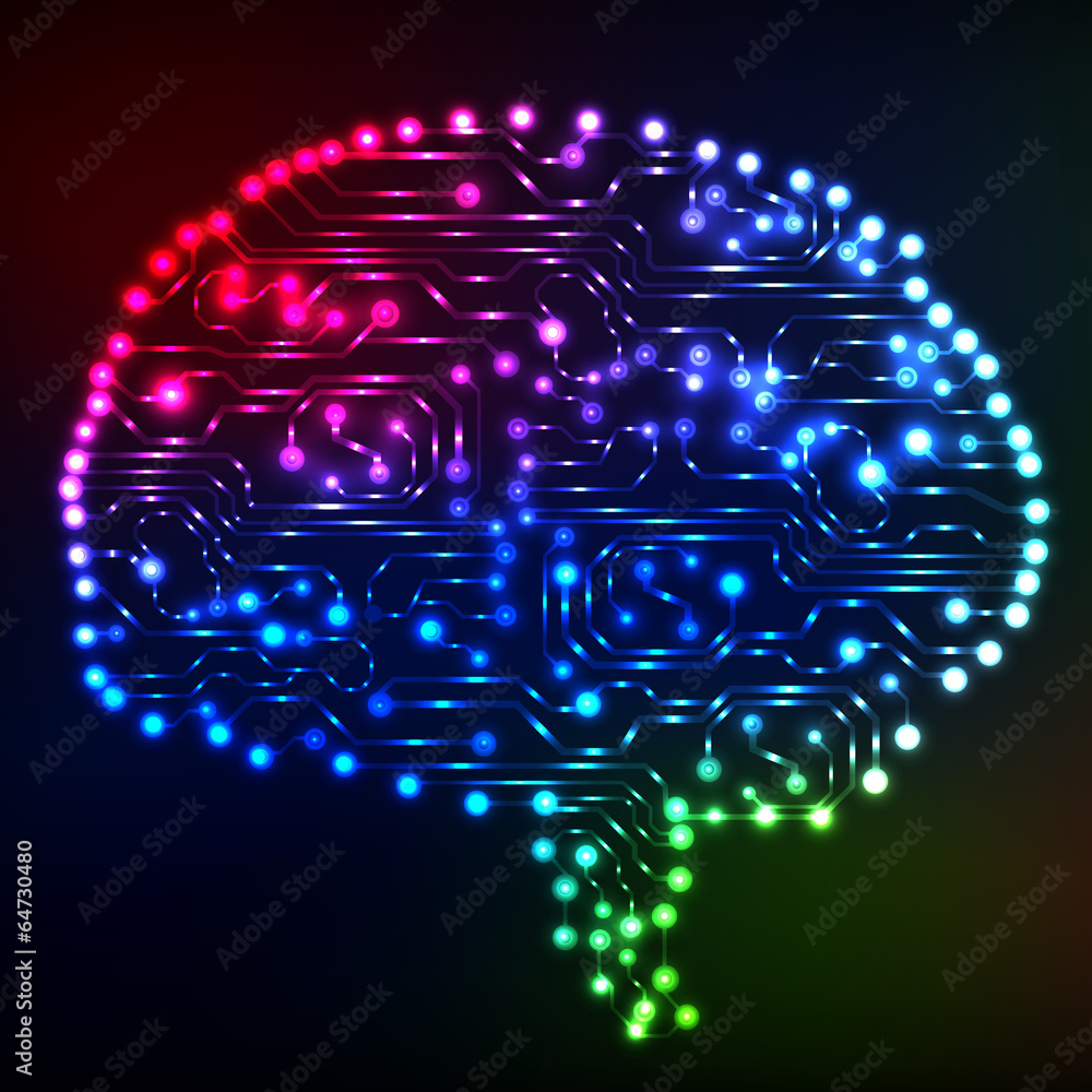 Poster Circuit board computer style brain vector technology background