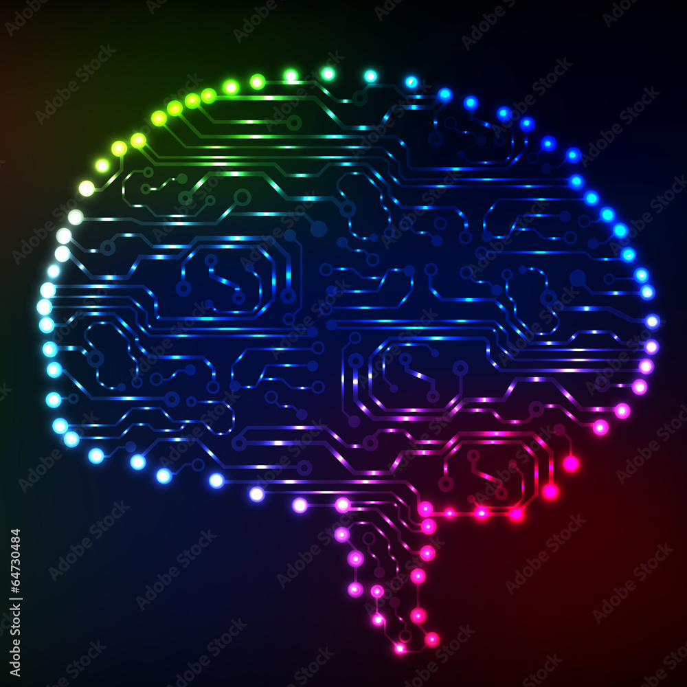 Leinwandbilder circuit board computer style brain vector technology background