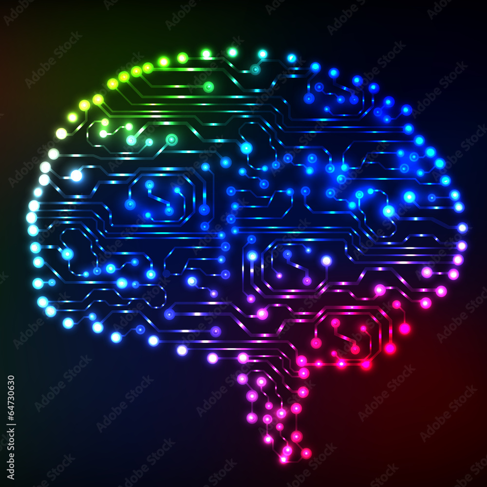 Poster Circuit board computer style brain vector technology background