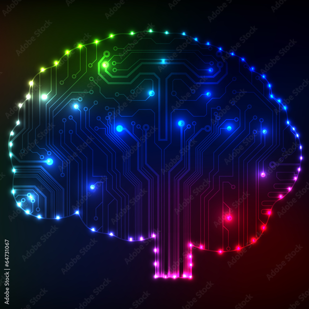 Poster Circuit board computer style brain vector technology background