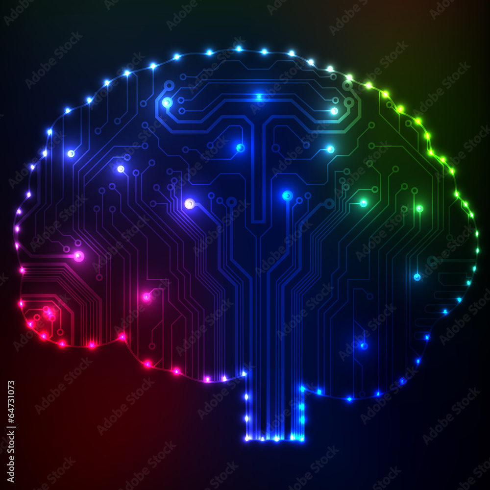 Leinwandbilder circuit board computer style brain vector technology background