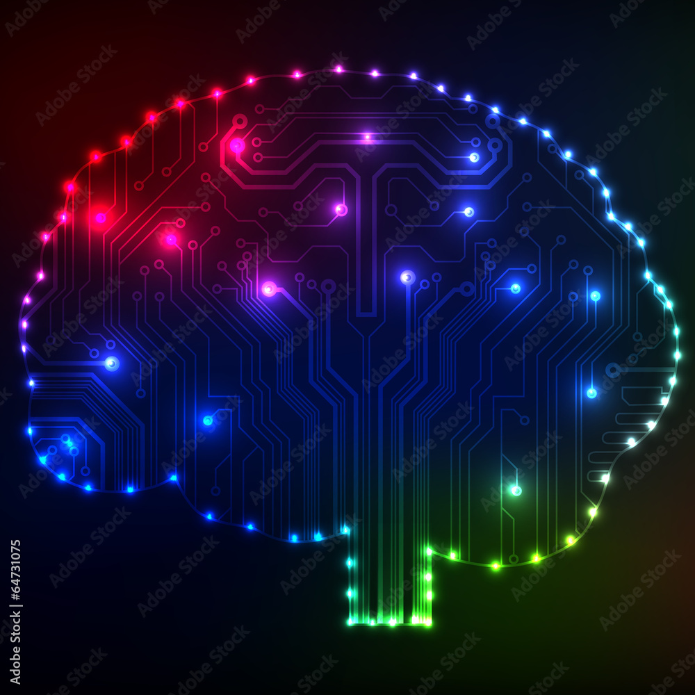 Poster Circuit board computer style brain vector technology background