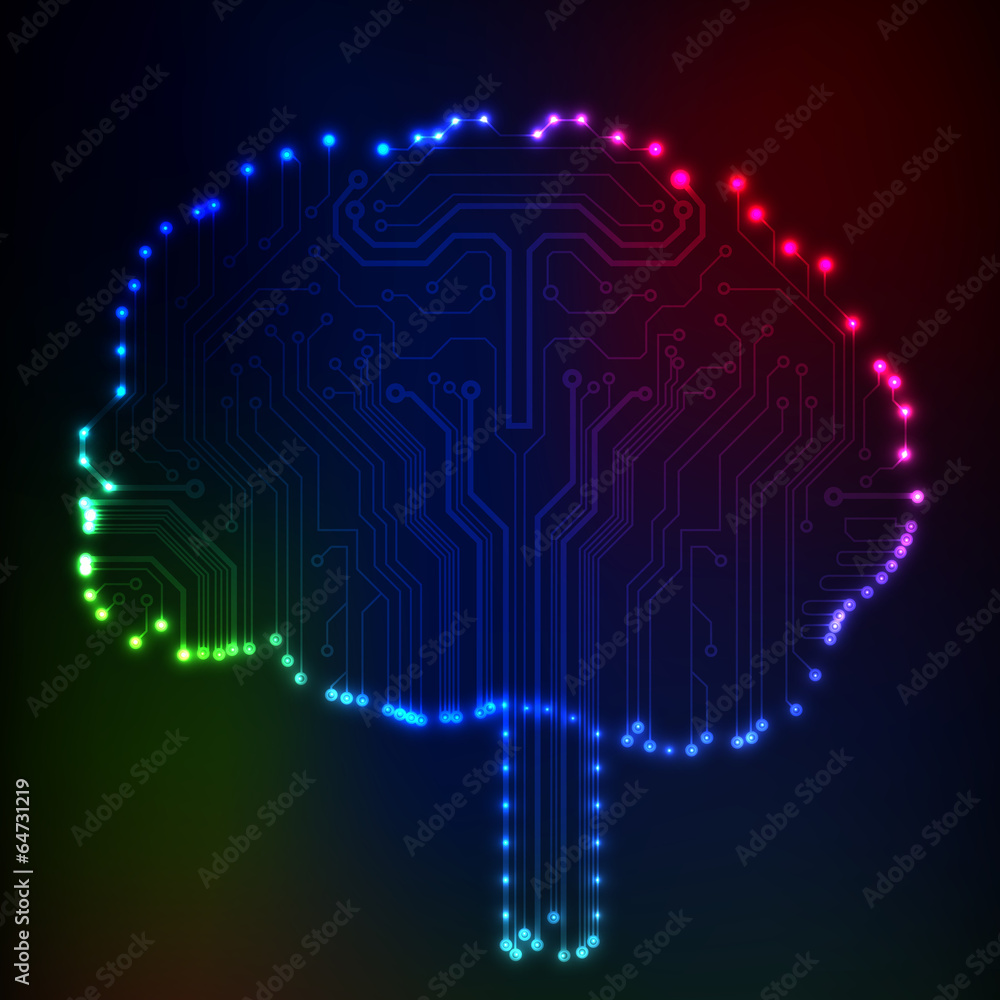 Leinwandbilder circuit board computer style brain vector technology background