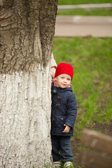 happy child walking in the park