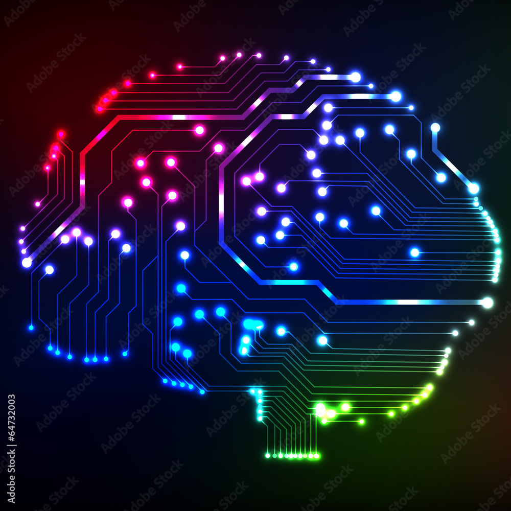 Poster Circuit board computer style brain vector technology background