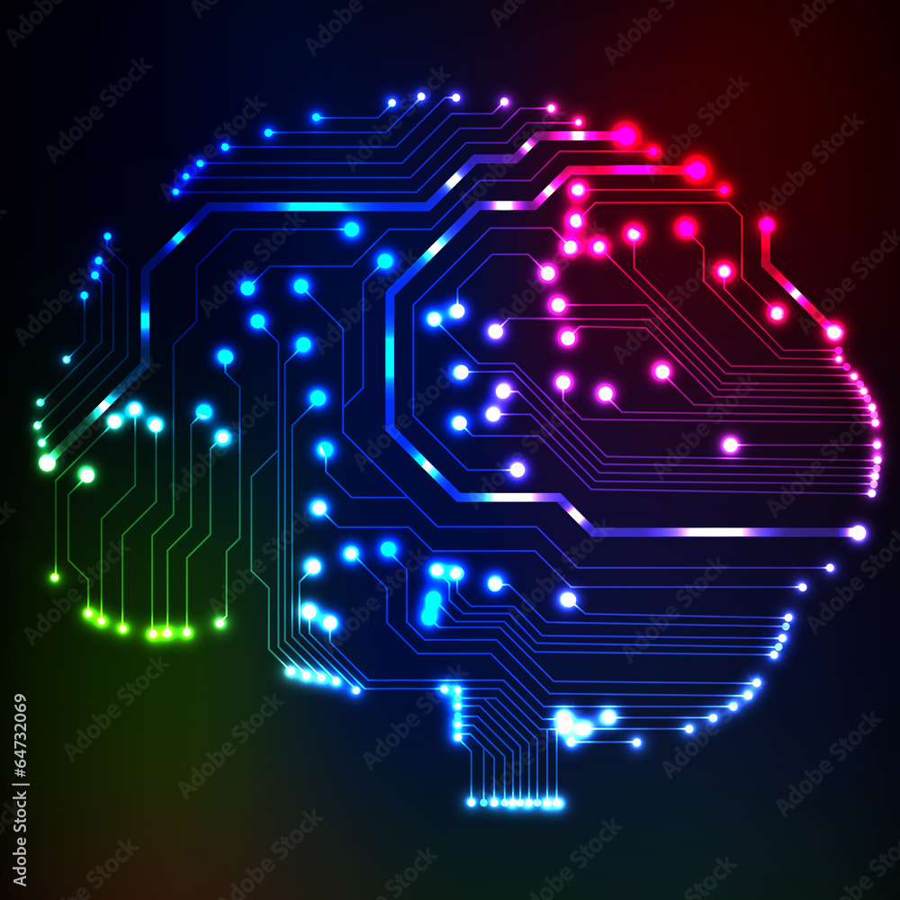 Fototapete circuit board computer style brain vector technology background