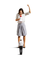 discontented woman screaming at guilty man