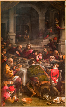 Bergamo - Paint of Last supper of Christ in the cathedral