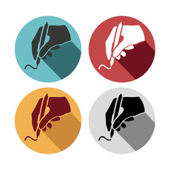 hand signature set colour icon