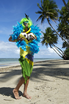 Funny Brazilian Soccer Fan on Beach