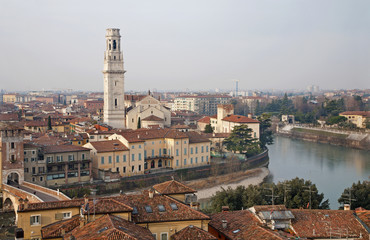 Verona - Duomo and Adige river and the town