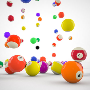 closeup of billiard balls
