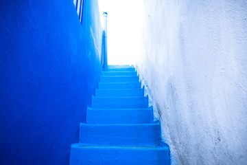 Blue and White Stairway - Naxos, Greece - obrazy, fototapety, plakaty