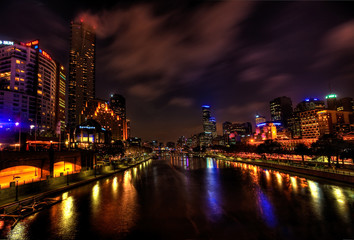 Fototapeta na wymiar Melbourne City Lights over Yarra River