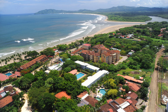Aerial view of western Costa Rica resorts