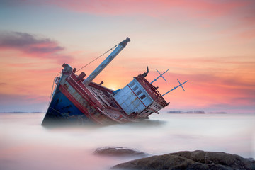 Fishing boat beached