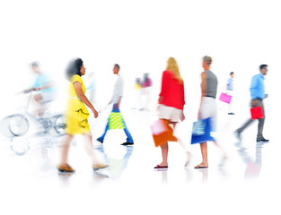 Group of Diverse Busy People Shopping