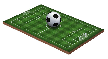 Soccer field and soccer ball, 3d
