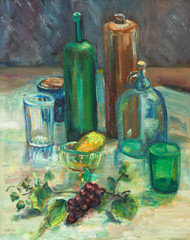 Still-life with green bottle