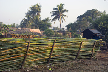 bamboo material stack for building in asia, India