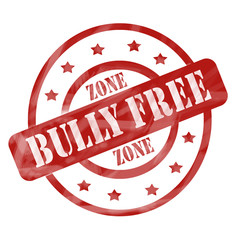 Red Weathered Bully Free Zone Stamp Circles and Stars
