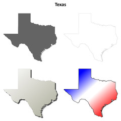 Texas blank outline map set