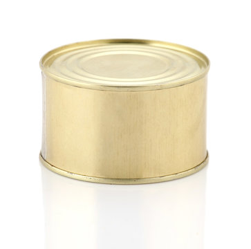 Golden tin can isolated
