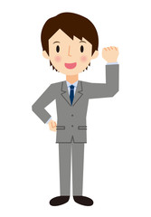 ビジネスマン　ガッツポーズ