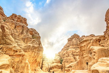 Fototapeta premium Nabataeans delubrum of the Siq al-Barid in Jordan.