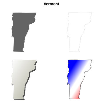 Vermont blank outline map set
