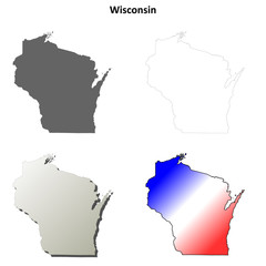 Wisconsin blank outline map set