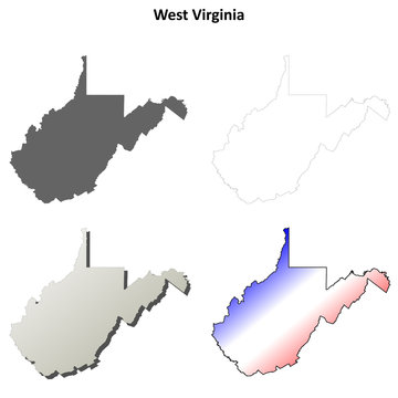 West Virginia Blank Outline Map Set