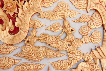 Art of wood carving fairy on door