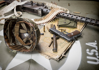 map of Normandy placed on the hood of a military vehicle