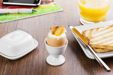 boiled egg breakfast with toast