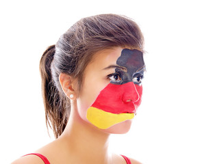 mädchen mit deutsche fahne im gesicht
