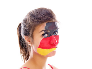 mädchen mit deutsche fahne im gesicht