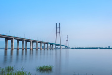 Fototapeta na wymiar cable-stayed bridge and yangtze river